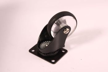 Zwenkwiel kogel gelagerd zwart - 60mm transparant wieltje - 85mm hoogte