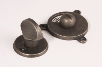 WC sluiting zilver antiek platte draaiknop zwart wit vrij-bezet