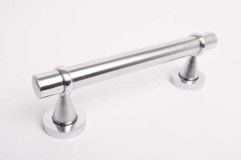 Voordeurgreep ronde buis geborsteld chroom 260mm