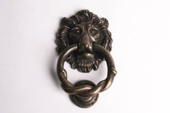 Deurklopper voordeur leeuwenkop brons antiek 150mm
