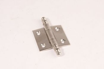 Scharnier nikkel 50x50 mm voor ramen en deurtjes met sierknop
