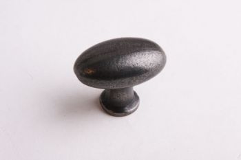 Ovale knop gietijzer metaal grijs (tinkleur) 41mm