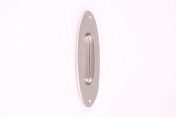 Greep schuifdeur geborsteld nikkel ovaal 145mm