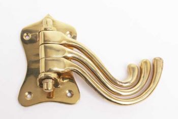 Kapstokhaak met drie draaibare haken messing polijst