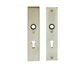 Langschild SKG*** cilinder 72mm of 92 mm o.a. geborsteld nikkel