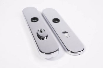 Langschild deurplaat met kerntrek blinkend chroom 72mm voor buitendeuren SKG***