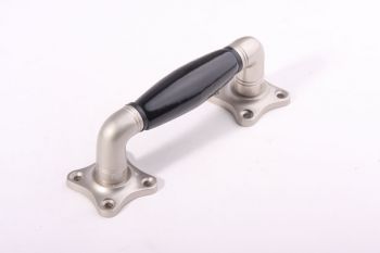 Deur- Raamgreep geborsteld Nikkel-zwart porselein(ton) 140mm