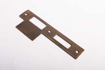 Sluitplaat brons antiek voor dag- en nachtsloten of wc-sloten gemaakt van messing 127x44mm