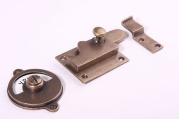 WC sluiting vrij-bezet toiletoverslag brons antiek - haak/recht