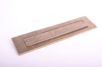 Brievenbus briefplaat met regenrand brons antiek 328mm