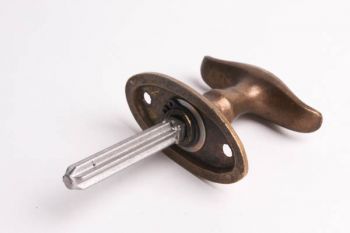 Klassieke T-kruk voor insteekgrendel met sterstiftprofiel brons antiek