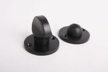 WC sluiting zwart platte knop met ronde rozetten 50mm