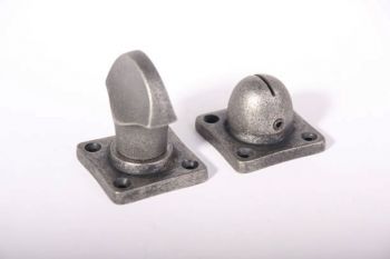 WC sluiting zilver antiek platte knop met vierkante rozetten