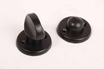 WC- en badkamersluiting zwart gietijzer platte knop met ronde rozetten