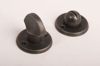 WC sluiting zilver antiek platte knop met ronde rozetten