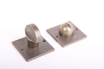 WC sluiting brons antiek vierkant 50mm met platte knop