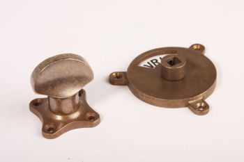 WC sluiting brons antiek platte knop + rozet 813 zwart/wit