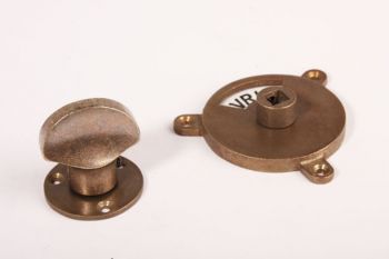 Toiletslot brons antiek met ronde rozet 832 en zwart/wit vrij/bezet