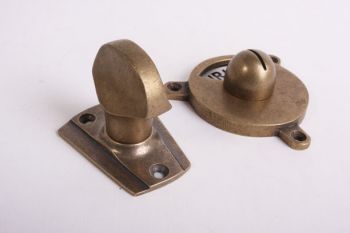 WC sluiting brons antiek platte knop met art deco rozet en zwart/wit plaatje