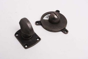 WC sluiting zilver antiek platte draaiknop zwart wit vrij-bezet 854 rozet