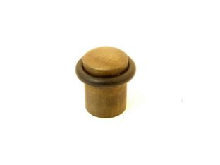 Deurstopper brons antiek met zwarte rubber rand rond 20mm