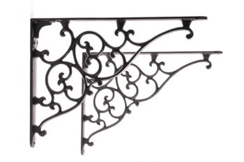 Plankdrager zwart gietijzer landelijk hoeksteun 275 x 205mm