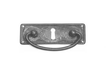 Dunne ladegreep brons antiek 97 mm met sleutelgat