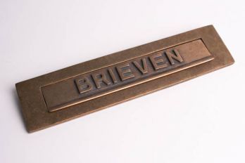 Brievenbus briefplaat BRIEVEN met regenrand brons antiek 328mm