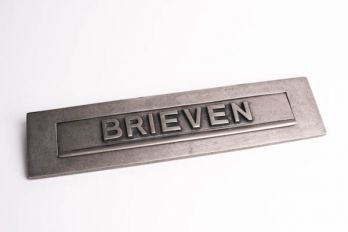 Brievenbus briefplaat BRIEVEN zilver antiek 328mm met regenrand