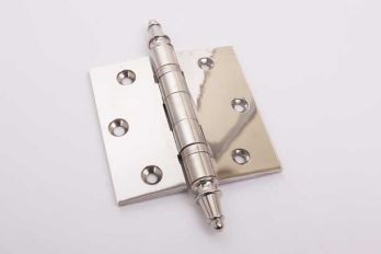 Scharnier met kogellager blinkend nikkel op gepolijst messing 76m of 3 duims vaaskop