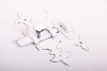 Schuif Franse lelie antiek wit 140mm met aanslagbeugeltje