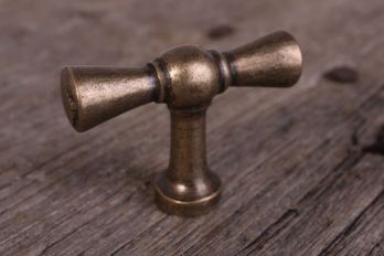 Knop T-vorm brons antiek 45mm kraanknopje