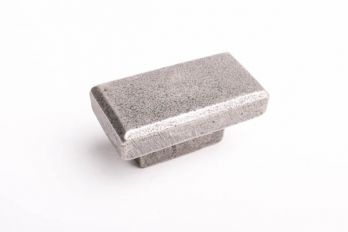 Rechthoekige, robuuste knop antiek grijs 50mm