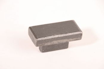 Rechthoekige knop blank gietijzer in tinkleur 50mm