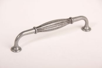 Greep zilver antiek zamac met ribbel 128mm