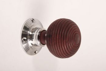 Deurknop (paar) 60mm blinkend chroom met rozenhout incl rozetten