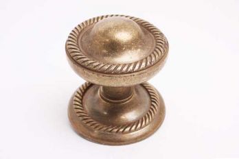 Voordeurknop rond victoriaans vast brons antiek massief messing 74mm