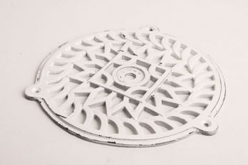 Rond luchtrooster van gietijzer in wit (oude look) 200mm