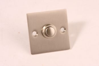 Beldrukker vierkant geborsteld nikkel 50mm Bauhaus