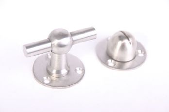WC sluiting geborsteld nikkel en RVS 55mm T-knop en 40mm rozet