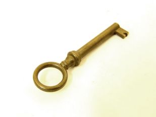 Sleutel Brons antiek gat 42mm massief messing korte, Franse baard