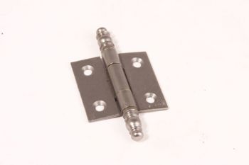 Scharnier metaal grijs (tinkleur) 50mm x 50mm met sierknop