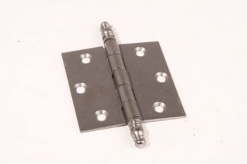 Scharnier metaal grijze tinkleur 76mm x 76mm met sierknop