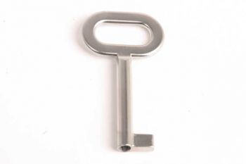 Moderne sleutel met ovale kop mat nikkel gat 35mm