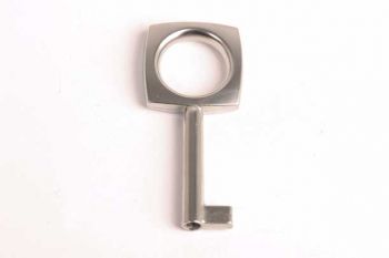 Vierkante sleutel met rond gat in de kop mat nikkel gat 35mm