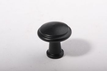 Knop rond zwart met randje 29mm voor deurtje of lade