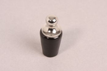 Knop zwart porselein met blinkend nikkel 19mm