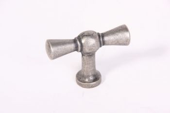Knop T-vorm zilver antiek 45mm kraanknopje (ook voor buiten)