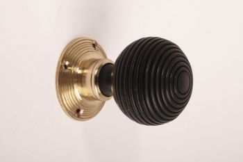 Deurknop (paar) brons antiek of messing polijst - zwart hout