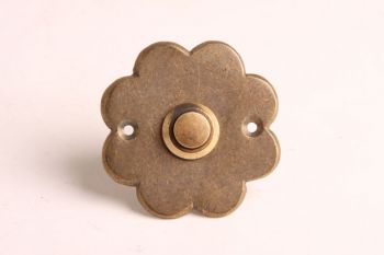 Deurbel-beldrukker bloem rozet brons antiek 60mm